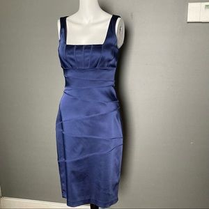 Jax Navy satin banded cocktail dress size 4